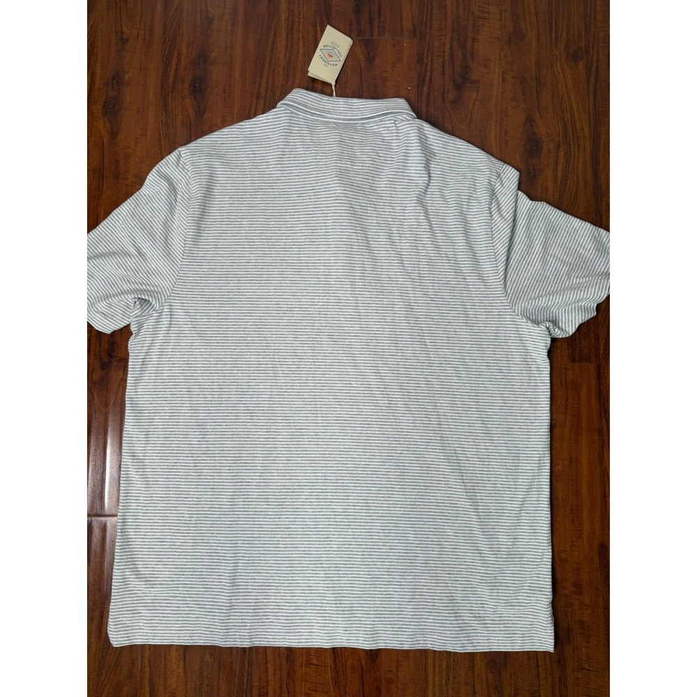 NWT Faherty Shirt Men's 2XL Grey White Stripe S/S Movement Polo - Picture 6 of 6